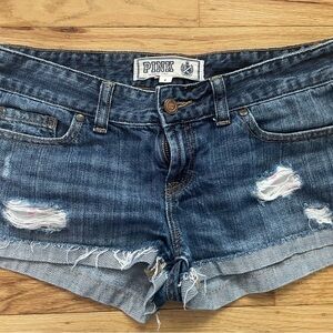 PINK Victoria's Secret Blue Distressed Jean Shorts